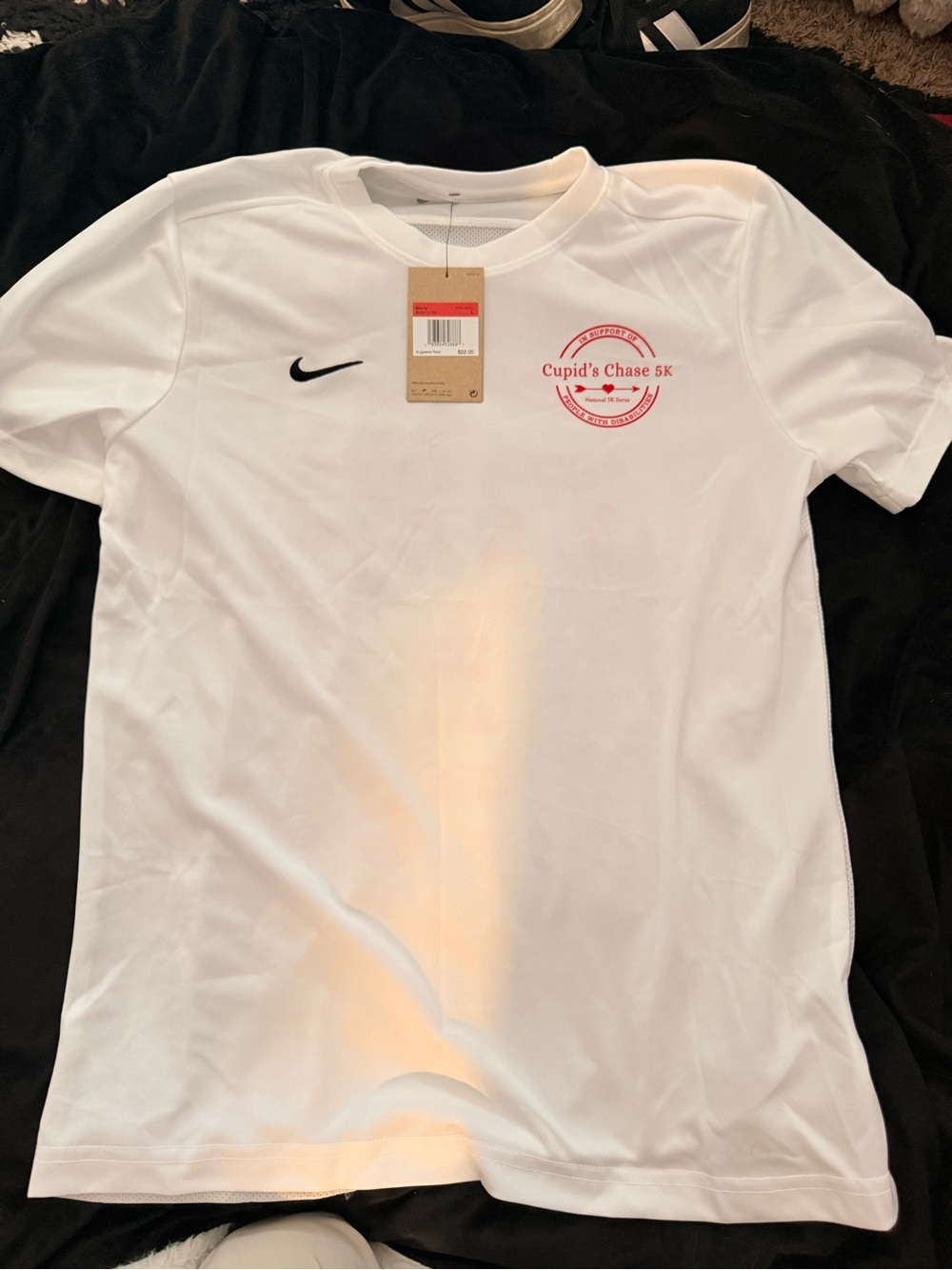 Nike White Tee with Red Sponsor Logos